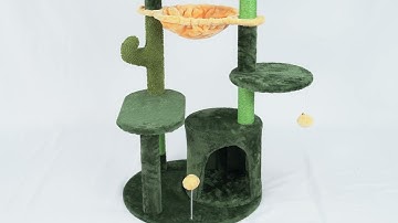 How to Set up Ownpets Cactus Cat Tree - Large 52” Tall Multi-Level Cute Cat Tower (Green)
