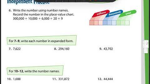 Lesson 1-1 Numbers Through One Million 4th Grade EnVision Math