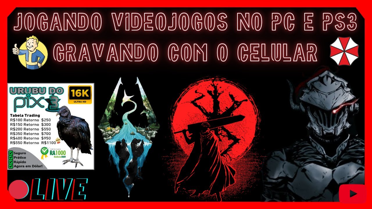 🔴LIVE JOGANDO VIDEOJOGOS NO PC E PS3 GRAVANDO COM O CELULAR
