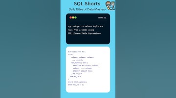How to Remove Duplicate Rows in SQL Using CTE | SQL Shorts | Daily Bites of Data Mastery