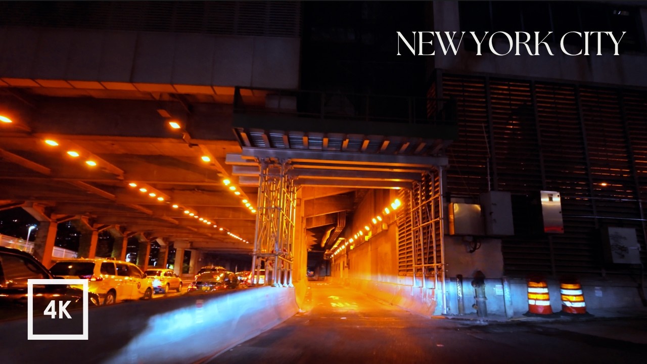 Relaxing 4K Night Drive in New York City - Bronx to Manhattan | Binaural Audio ASMR for Sleep, Study