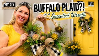 Dollar Tree DIY Succulent Wreath | An Unexpected Ribbon Choice That Actually Worked!