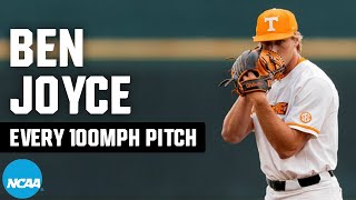 All 43 100+ mph pitches from Ben Joyce in the NCAA baseball tournament