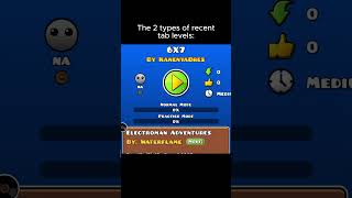The 2 Types of Recent Tab Levels 😭🫰🏻 #gd #geometrydash #gdmemes #gdupdate #gaming