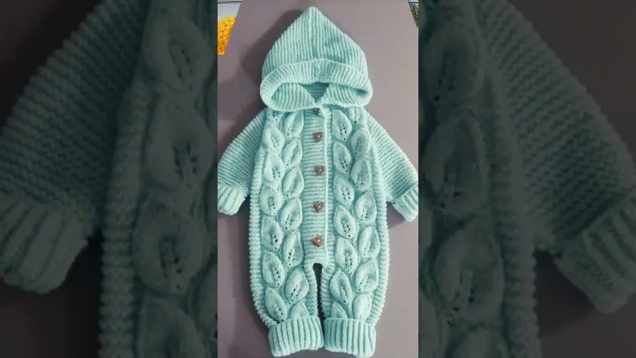 Elegant handknitting baby romper design