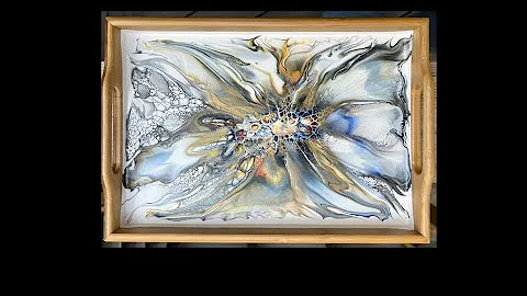 130. Bloom Technique on Serving Tray, Paint Pouring, Acrylic Pouring, Abstract Art, Painting