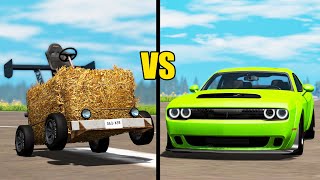 Standard Car Vs Hay Car - Beamng Drive