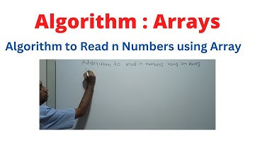 Algorithm to read n Numbers using an Array || Algorithm to Insert n numbers in an Array.