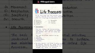 Class 10 Biology Chapter 1 LIFE PROCESSES best handwritten Notes 📝 #shorts #class10 #cbse #study