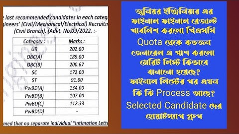 WBPSC Junior Engineer (JE) Final Cut Off || Final Result Analysis