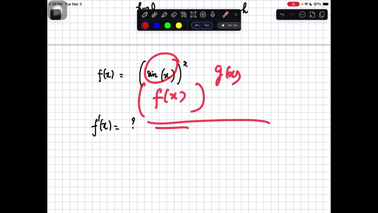 E2-6.1. lim h→0 of ( sin(π/2 + h)^(π/2 + h) − 1 ) / h by definition of derivative