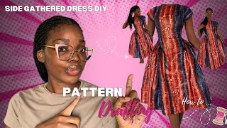 How to Make a Side Gathered Dress with Cap Sleeves | PATTERN DRAFTING TUTORIAL