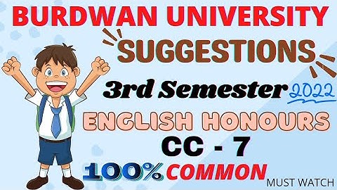 B.U English Honours 3rd Semester Suggestions 2022 || 100% Common || CC- 7 paper