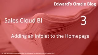 Sales Cloud - Adding an Infolet to the Homepage