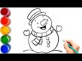 Snowman drawing coloring and painting for kids  toddlers  snowman drawing  smart kids art