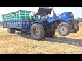 Sonalika 60 Rx with 15 Ton Full Loaded Trailer Stuck in mud Pulling by Arjun NOVO 605 and John Deere