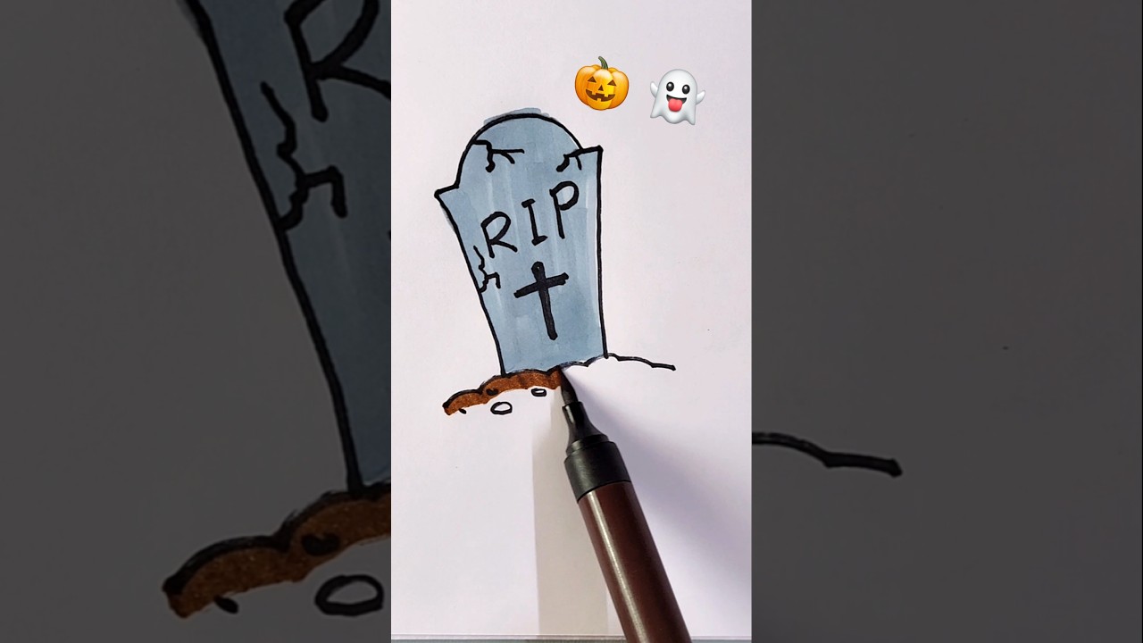 Halloween 🎃 RIP drawing for kids | tombstone 
