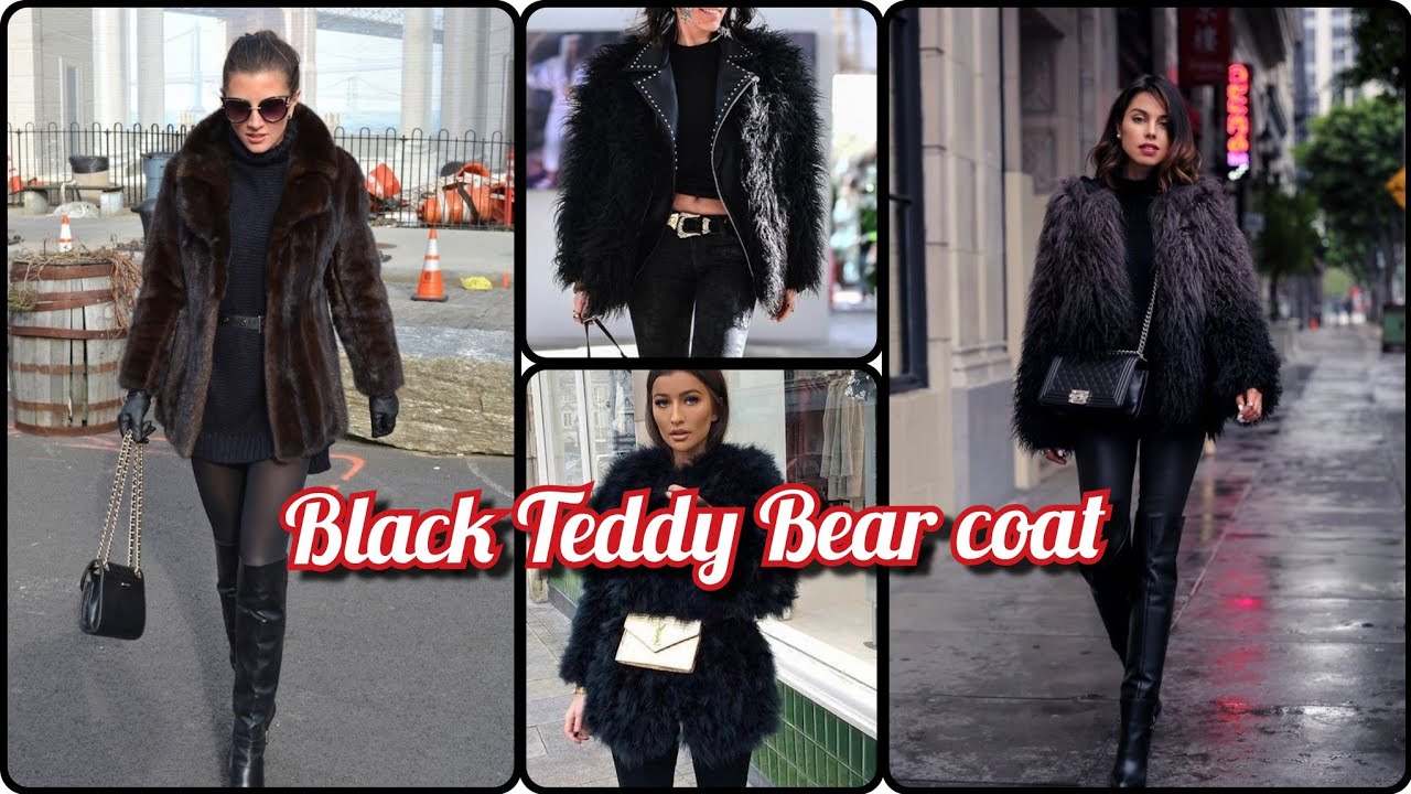 Black Teddy bear coat for Winter latest ,stylish and comfortable black bear coat trend 2024