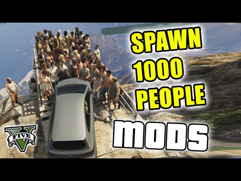 GTA 5 Mods - PUSHING 1000 PEOPLE OFF MT. CHILIAD - (GTA V PC - Fun With Mods)