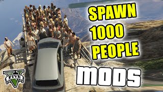 GTA 5 Mods - PUSHING 1000 PEOPLE OFF MT. CHILIAD - (GTA V PC - Fun With Mods)