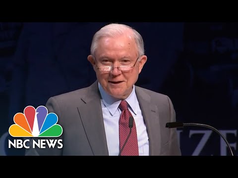 Jeff Sessions Laughs As Students Chant 'Lock Her Up' During Speech | NBC News