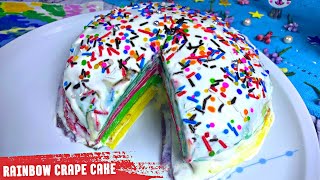 Rainbow Crepe Cake | No Oven Recipe