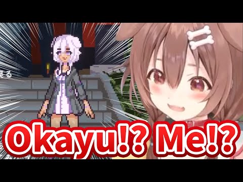 Korone reacts to Korone wearing Okayu colour costume [Idol Showdown] [Hololive/Eng sub]
