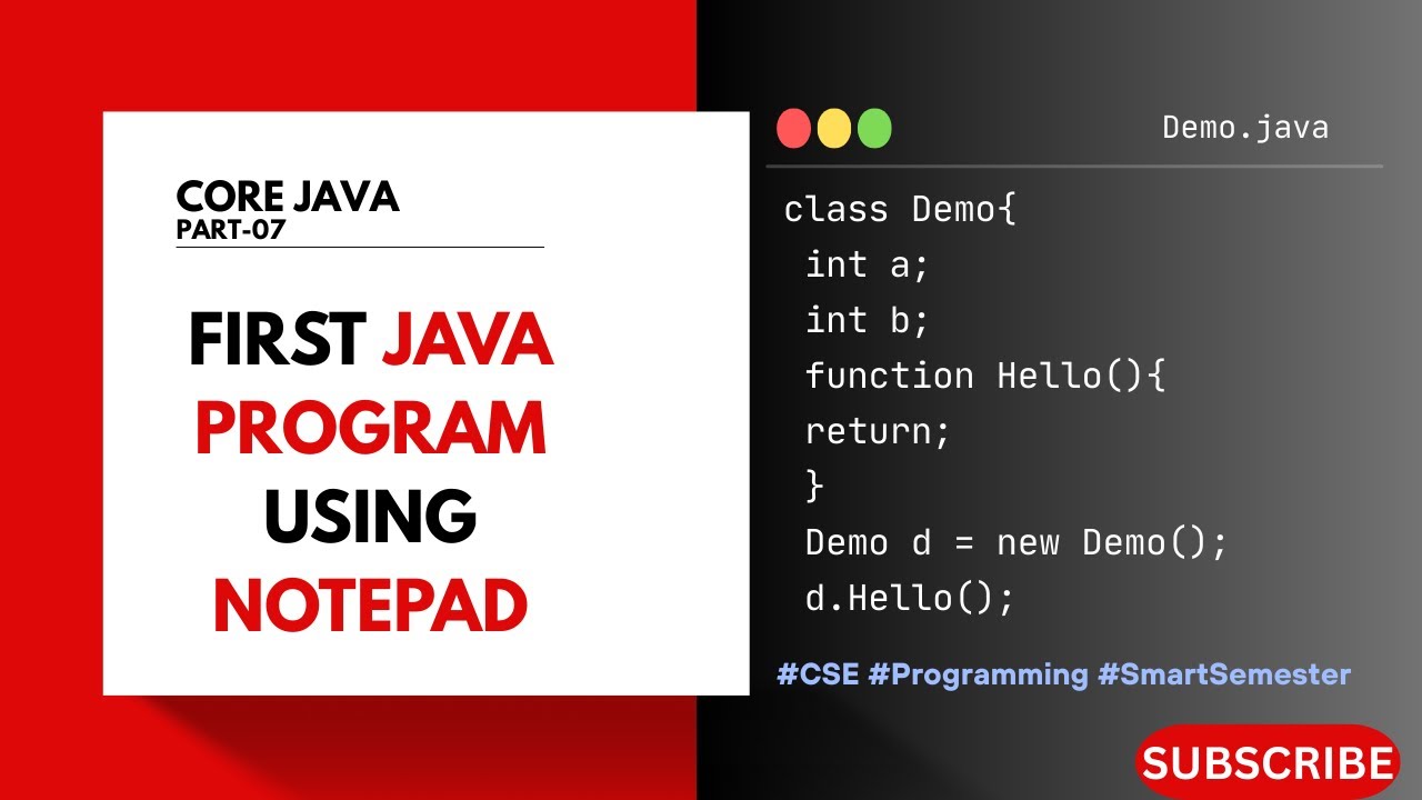 First Java Program using Notepad | Core Java | Telugu Explained - YouTube