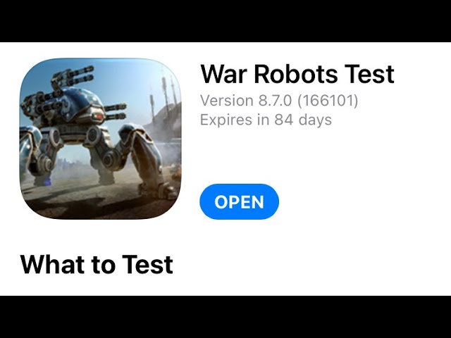 War Robots Test Server Page