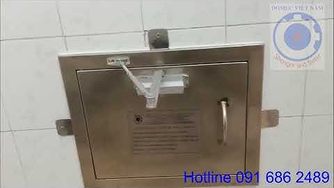 Cửa đổ rác inox tay co thủy lực tự đóng, cửa thu rác, cửa xả rác, cửa thu vải ga khách sạn