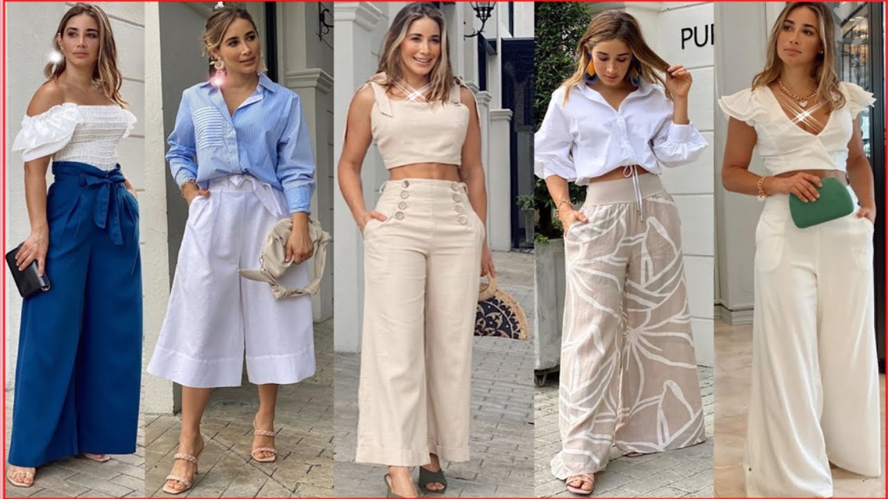 almohada negocio cavidad PANTALONES PALAZZO 🔥BELLAS COMBINACIONES🔥LOOK CON ESTILOS VERANIEGOS DE  MODA Y TENDENCIA 2021/22✓ - YouTube