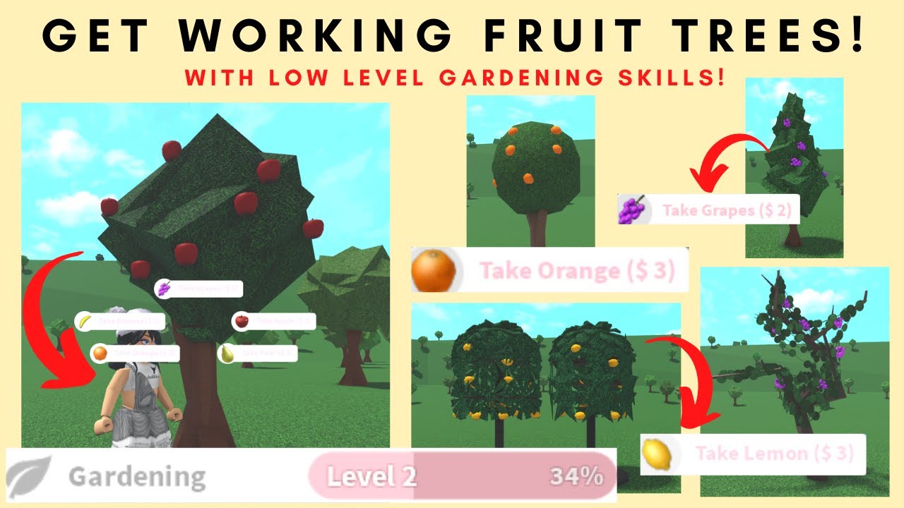 HOW TO GET * FRUIT TREES* with *LOW GARDENING LEVEL* Bloxburg building