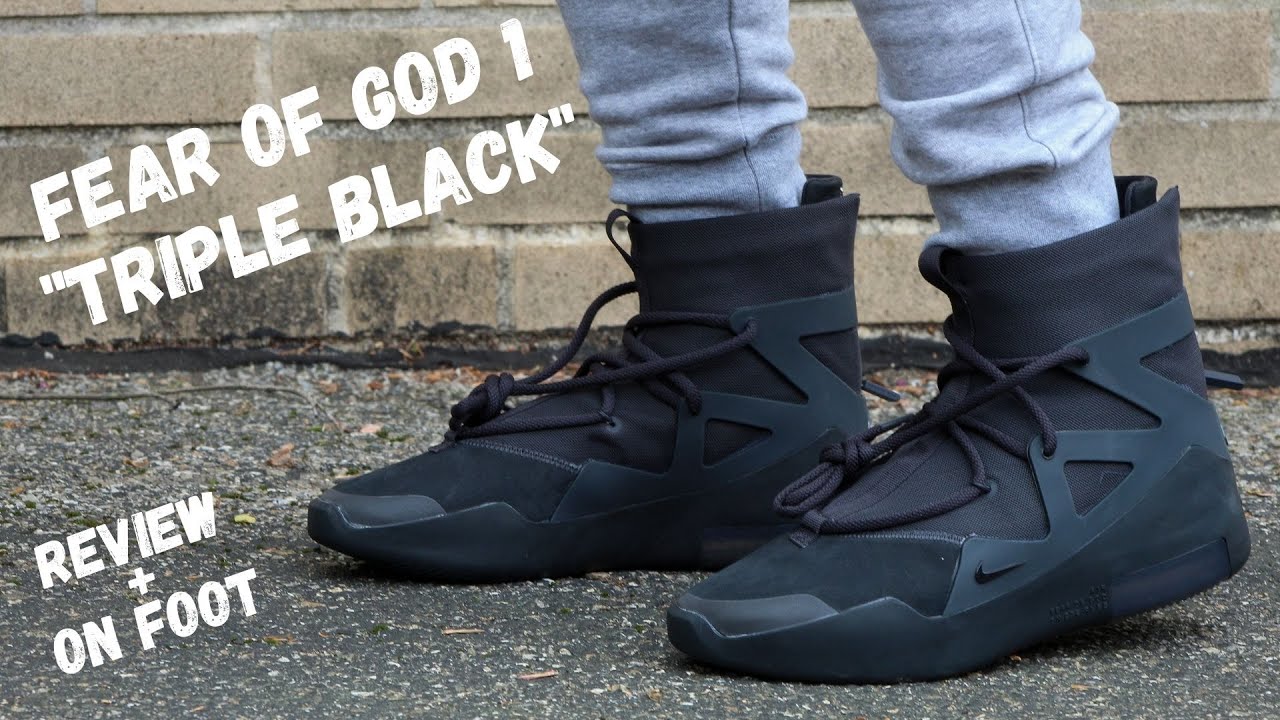 nike fear of god triple black on feet