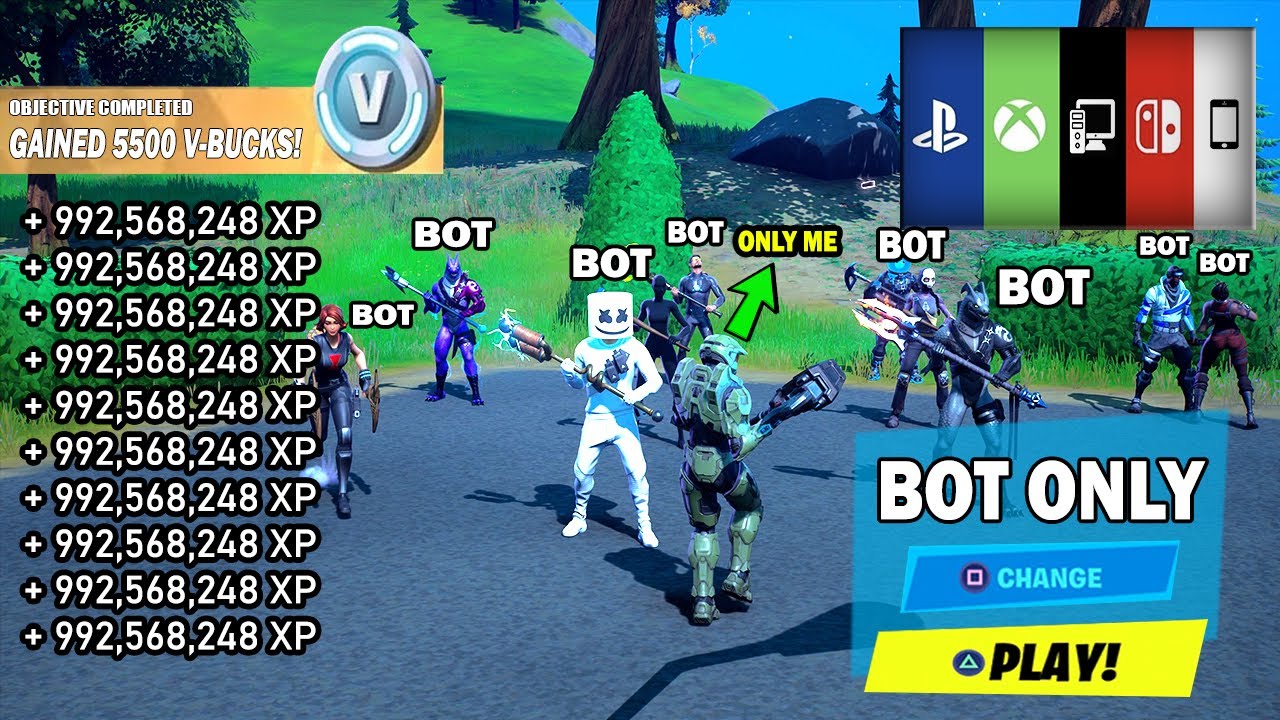 How To Get Into a BOT LOBBIES In Fortnite Chapter 2 Season 5 Full Bots