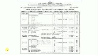 Sslc Final Exam Time Table 2025 Class 10th Annual Exam Time Table Of