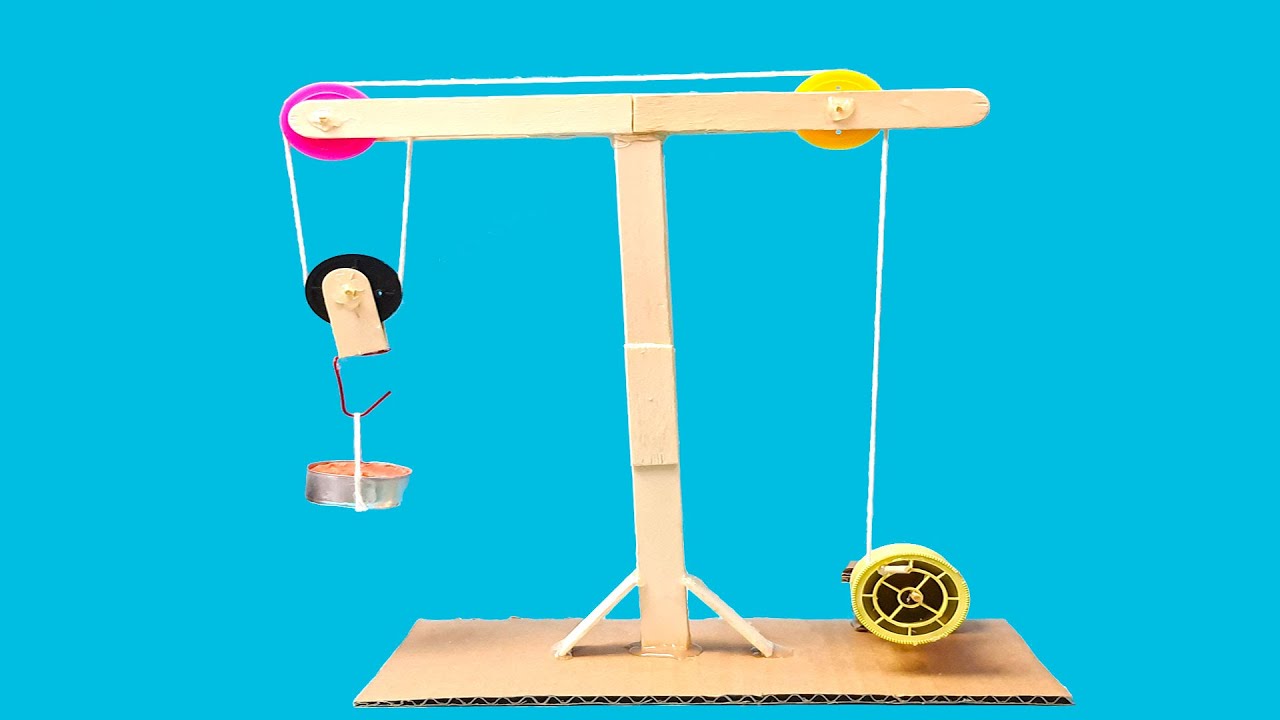 Basit makineler - Hareketli makara sistemi - Makaralı vinç nasıl yapılır