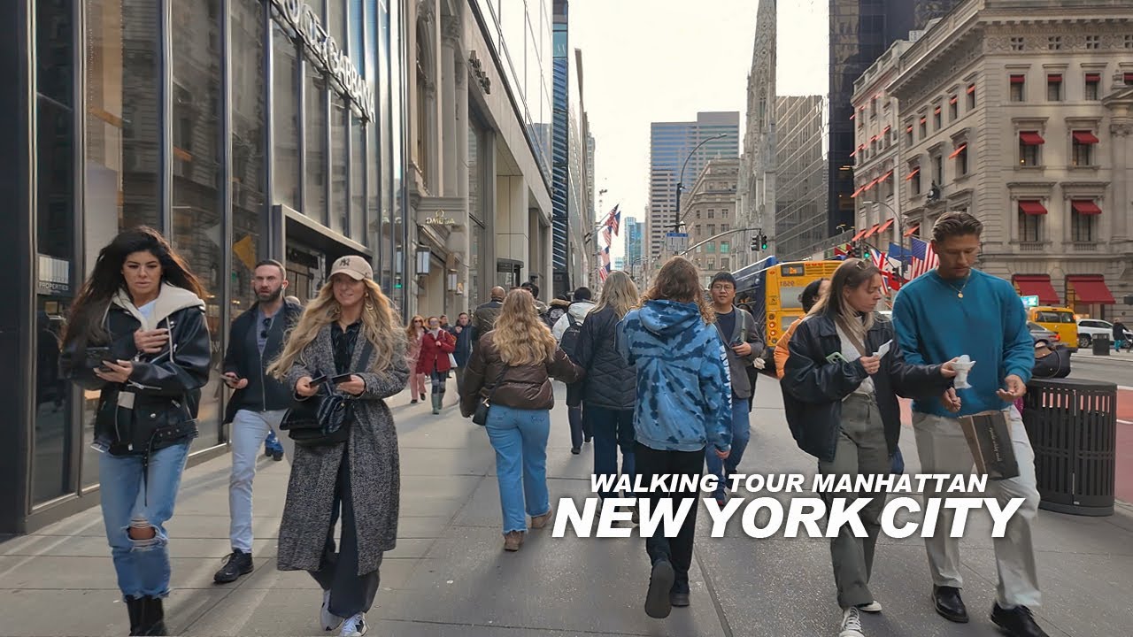 New York Manhattan Winter Walk, Broadway, Union Square, 6th Avenue, Bryant Park, 42nd Street, USA