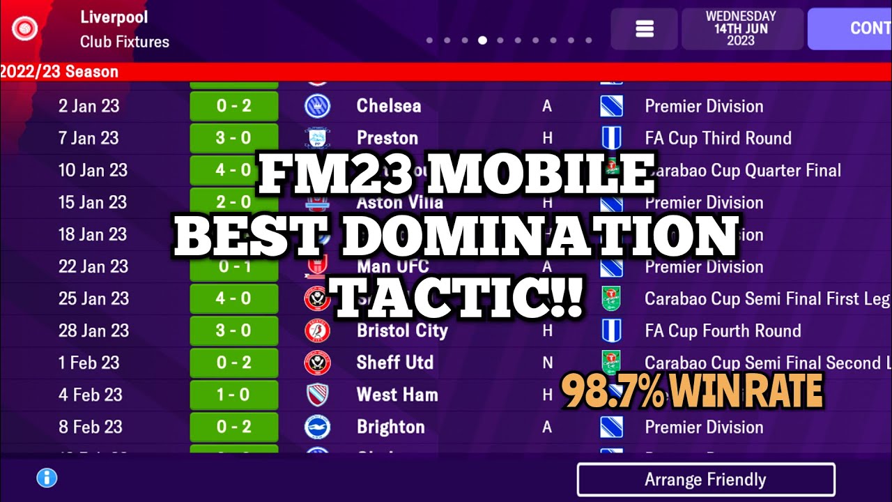 FM23 MOBILE BEST ATTACKING TACTIC, 98.7% WIN RATE!!