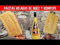 Paletas heladas de nuez y rompope suaves y cremositas