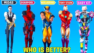 Fortnite Dance Battle of Bosses Skins! (Wolverine, Deadpool, Tony Stark, Kit, Doctor Doom)