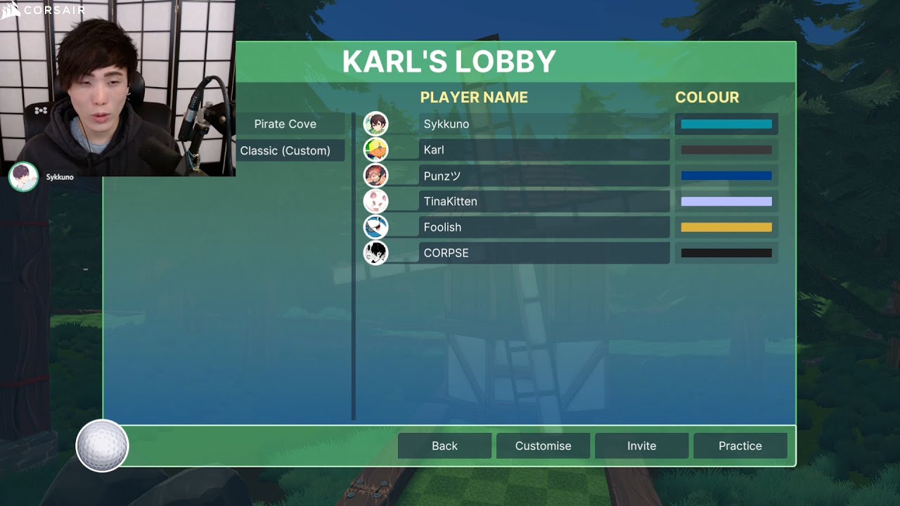 Sykkuno играет в гольф с CORPSE, Тиной, Карлом, Панцем и Foolish.