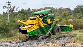 John Deere harvester working in mud | tractor videos |