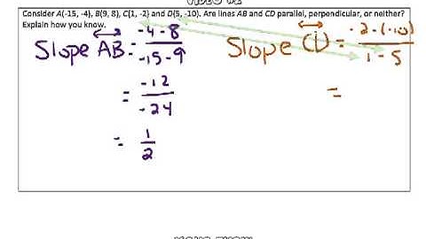 Parallel and Perpendicular Slopes Video #2