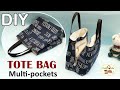 DIY MULTI-POCKET TOTE BAG, zipper bag | วิธีการทำกระเป๋าหูหิ้วแบบหลายช่อง