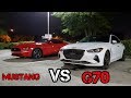 Street Racing Action! Genesis G70 takes on a V10 BMW M5 & New Coyote Mustang!