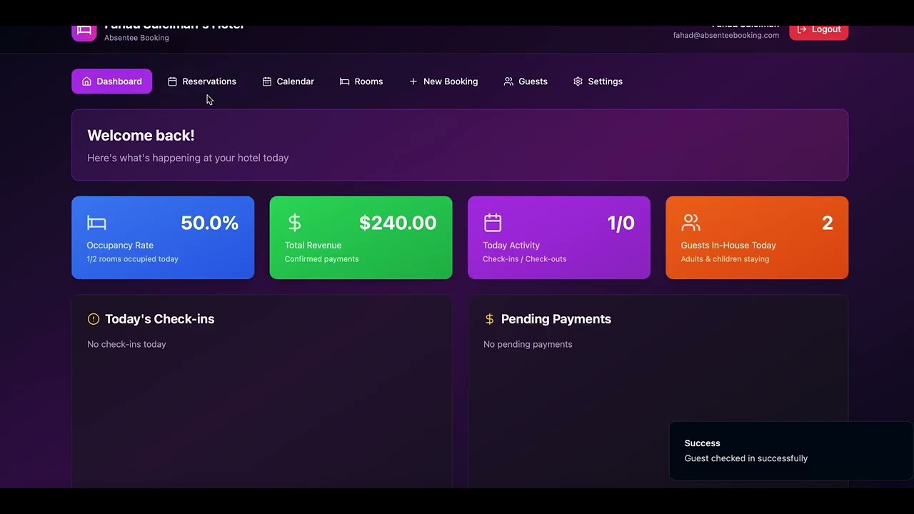 Hotel Booking System Tutorial - Simple Alternative to Excel & PMS Software | Absentee Booking