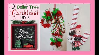 TWO DOLLAR TREE CHRISTMAS CANDY CANE WREATH FORM DIY'S | Monthly Craft Challenge  | ENTER TO WIN