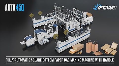 Fully Automatic Roll Fed Square Bottom Paper Bag With Twisted Rope & Flat Handle Machine