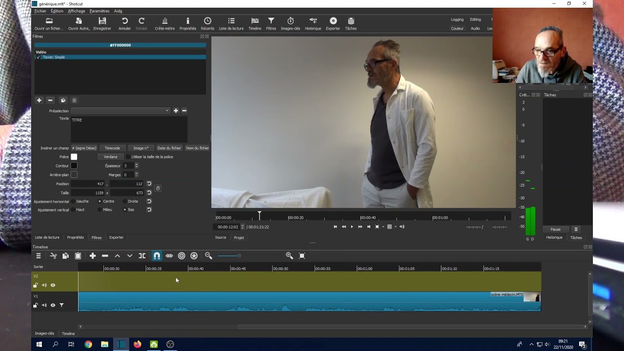 05 montage vidéo avec SHOTCUT écrire sur une vidéo, écrire un générique