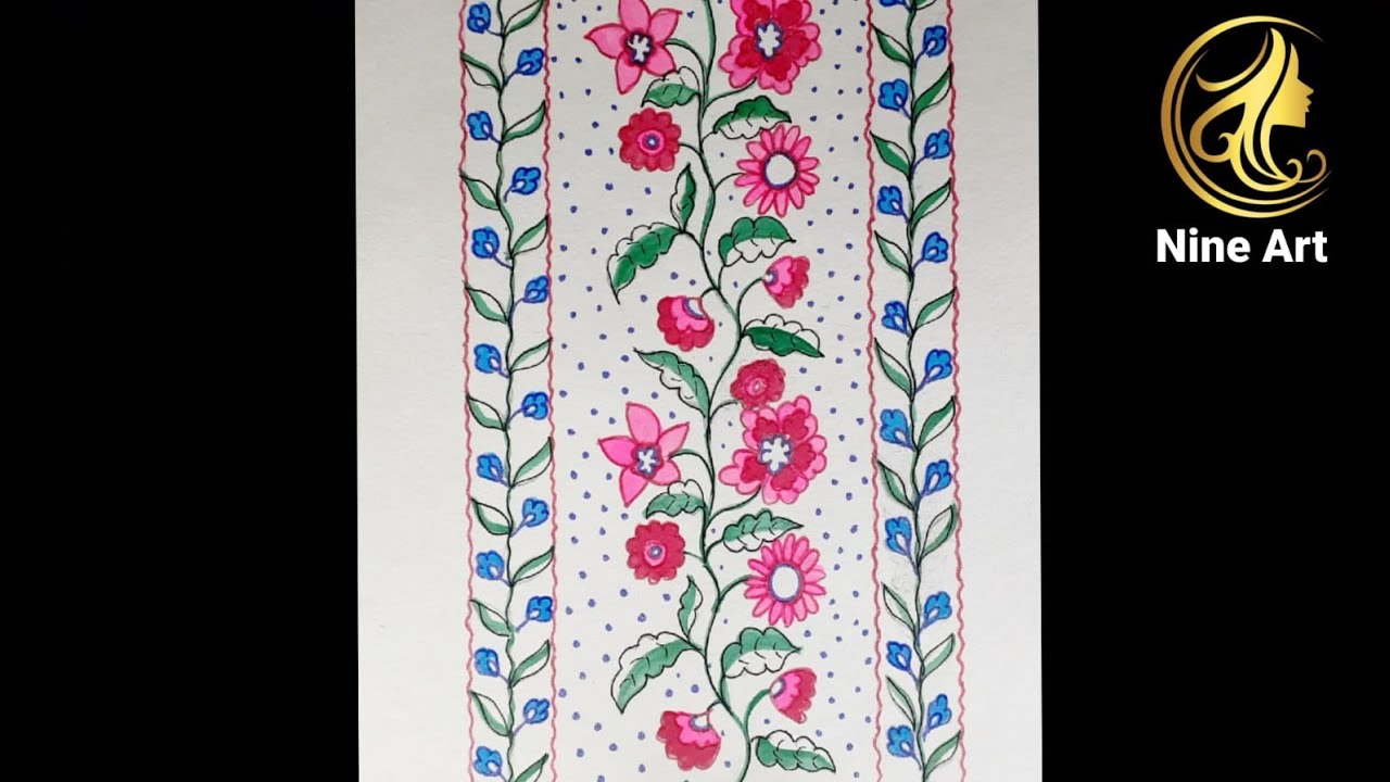 How to Water color painting with Drawing a suitable pattern for a door curtain //